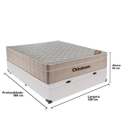 Colchão Airtech Ortobom Casal Baú Bege 138cm Branco