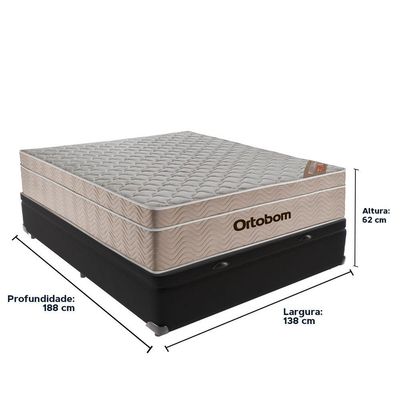 Airtech Colchão Ortobom Casal Com Baú Preto 138cm
