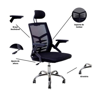 Cadeira Escritório Executiva Diretor Relax Ergonômica Com Apoio De Cabeça