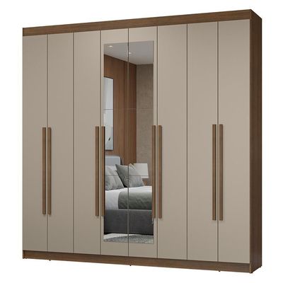 Guarda-roupa Casal Com Espelho Netuno Madesa Rustic/crema