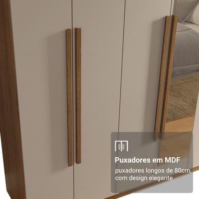 Guarda-roupa Casal Com Espelho Netuno Madesa Rustic/crema