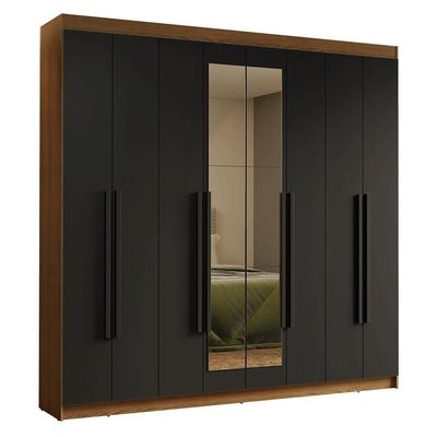 Guarda-roupa Casal 8 Portas Batentes Madesa Rustic/ preto