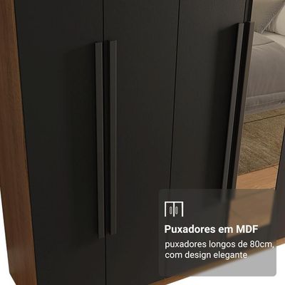 Guarda-roupa Casal 8 Portas Batentes Madesa Rustic/ preto