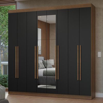 Guarda-roupa Casal 8 Portas Batentes Madesa Rustic/preto