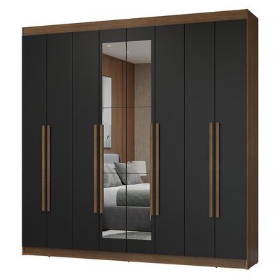 Guarda-roupa Casal 8 Portas Batentes Madesa Rustic/preto