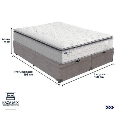Cama Box Baú Cinza E Colchão Amsterdã Molas Ensacadas Queen Probel