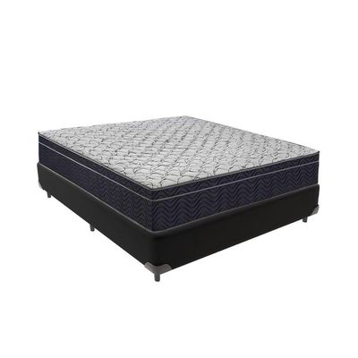 Cama + Box Casal Colchão Ortobom D45 Airtech Extra Firme Preto
