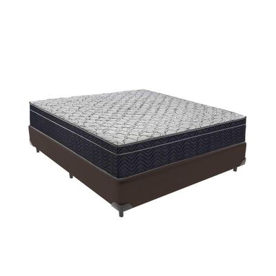 Cama + Box Casal Colchão Ortobom D45 Airtech Extra Firme Marrom