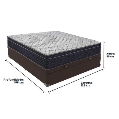 Conjunto Viúvo Cama Bege Box Baú Colchão Firme Ortobom D45 Marrom