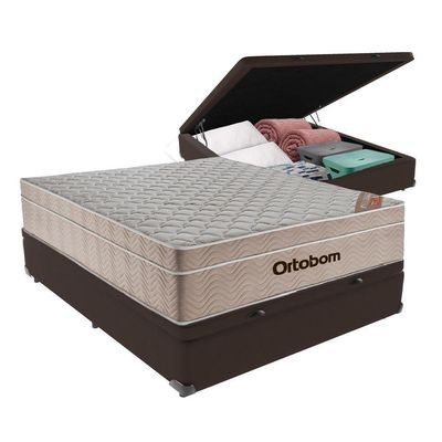 Airtech Colchão Ortobom Viúvo Baú Bege 128cm Marrom
