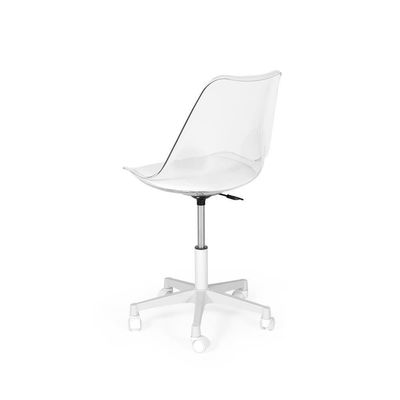 Cadeira Office Acrílico Transparente Base Giratória Branco