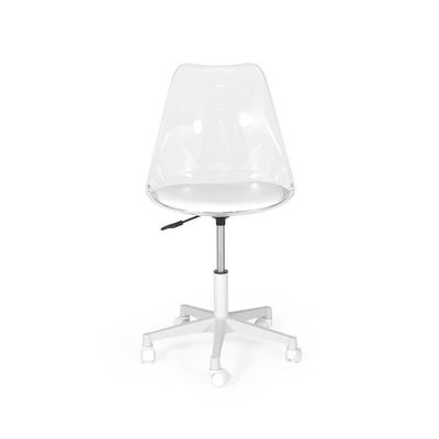 Cadeira Office Acrílico Transparente Base Giratória Branco