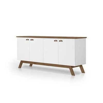 Buffet 04 Portas Atlanta Branco E Madeira Tebarrot