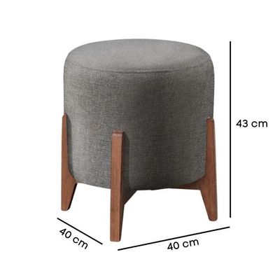 Kit 2 Puff Decorativo Para Sala Redondo Luxo Dallas Linho Cinza