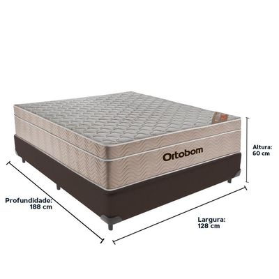 Cama + Box Airtech Colchão Ortobom Viúva 128cm Springpocket Marrom