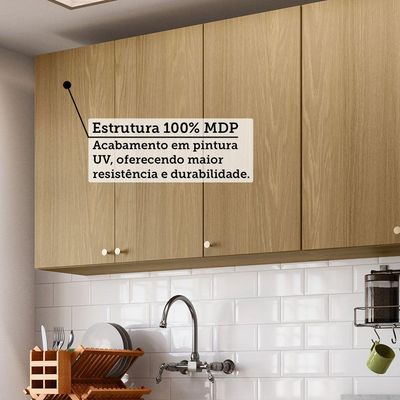 Cozinha Compacta 4 Pçs Tampo 200cm Elegance Luciane Móveis Freijó/Freijó Brasil/Cinammon