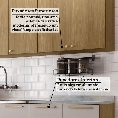 Cozinha Compacta 4 Pçs Tampo 200cm Elegance Luciane Móveis Freijó/Freijó Brasil/Cinammon