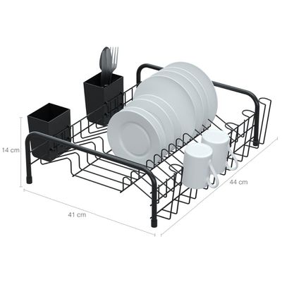 Escorredor De Louças Compacto Com Porta Talheres Escorredor De Pratos Copos Preto Stolf