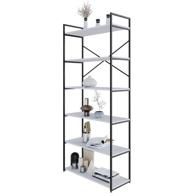 Estante Alta C/06 Prateleiras 185x80x33cm Yon Branco Tx/est.preta Branco Tx/est.preta