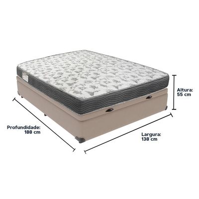 Cama Box Baú Bege E Colchão Iso100 Espuma D33 Casal Ortobom