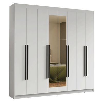 Guarda-roupa Casal Com Espelho Saturno Madesa Branco/preto