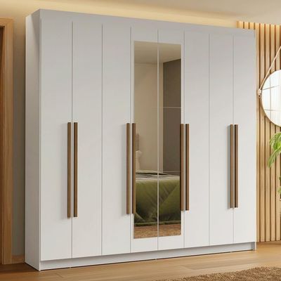 Guarda-roupa Casal 8 Portas Batentes Madesa Branco/rustic