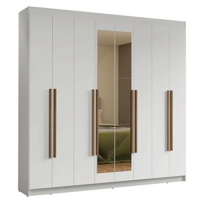 Guarda-roupa Casal 8 Portas Batentes Madesa Branco/rustic