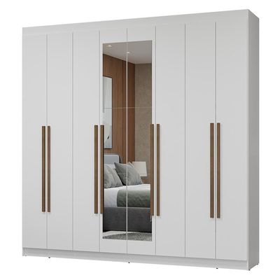 Guarda-roupa Casal Com Espelho Netuno Madesa Branco/rustic