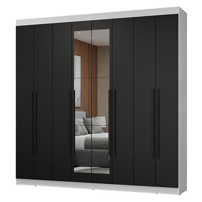 Guarda-roupa Casal Com Espelho Netuno Madesa Branco/preto.