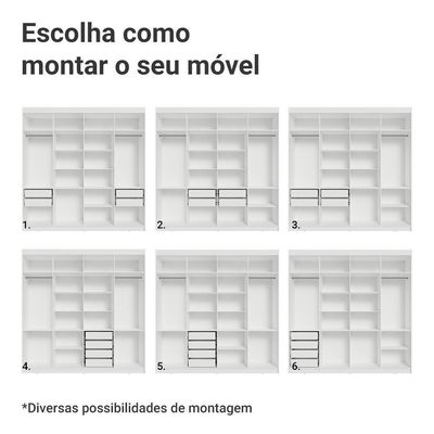 Guarda-roupa Casal Com Espelho Netuno Madesa Branco/preto.
