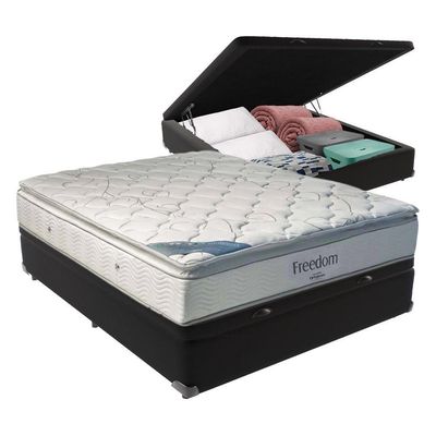 Cama Box Com Baú Casal E Colchão Freedom Ortobom D33 Preto