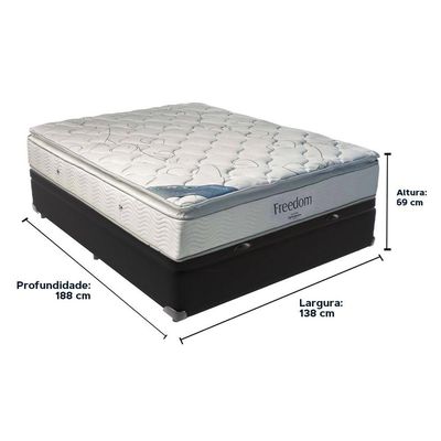 Cama Box Baú Preto E Colchão Freedom Molas Ensacadas Casal Ortobom
