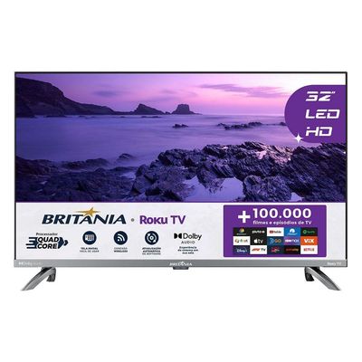 Smart 32” Britânia BTV32G7PR2CSGBLH Led Dolby Audio Bivolt