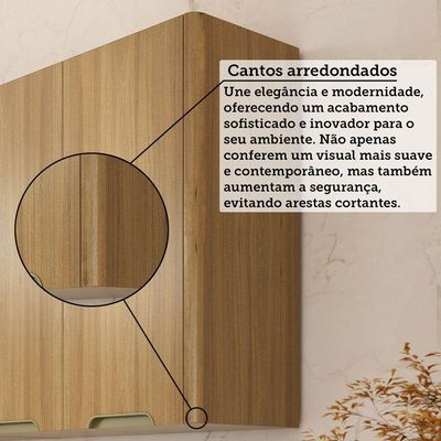 Cozinha Modulada Completa De Canto 10 Peças Com Tampo Lumina Cinammon/Freijó