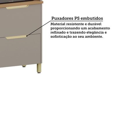 Cozinha Modulada Completa De Canto 10 Peças Com Tampo Lumina Cinammon/Freijó
