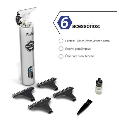 Cortador De Cabelos Philco Pcre1 Sem Fio+Display Led Bivolt
