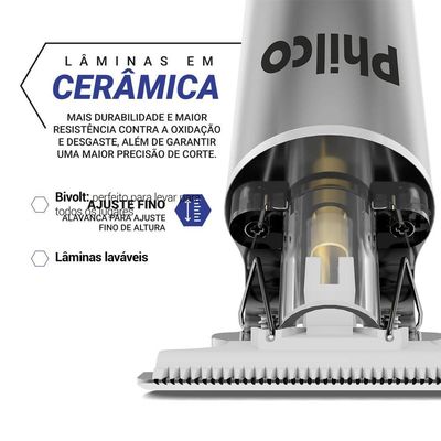 Cortador De Cabelos Philco Pcre1 Sem Fio+Display Led Bivolt