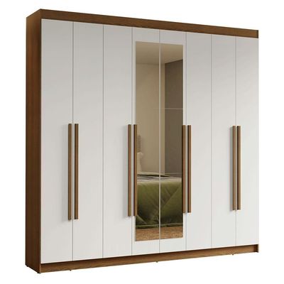 Guarda-roupa Casal 8 Portas Batentes Madesa Rustic/branco
