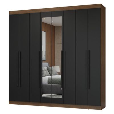 Guarda-roupa Casal 8 Portas Batentes Madesa Rustic/preto