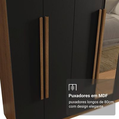 Guarda-roupa Casal 8 Portas Batentes Madesa Rustic/preto.