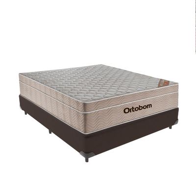 Cama Box Casal Marrom E Colchão Ortobom Airtech