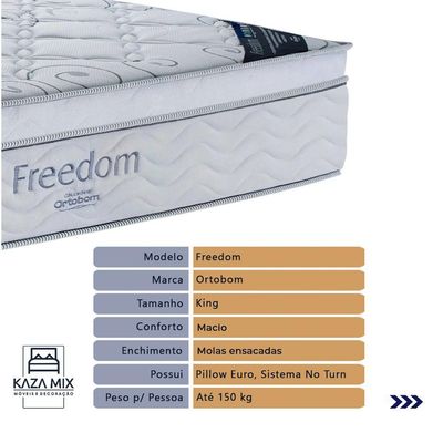 Cama Box Baú Bege E Colchão Freedom Molas Ensacadas King Ortobom