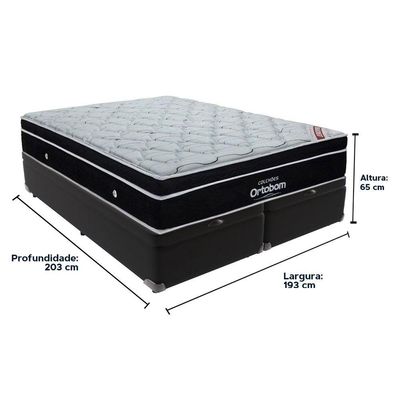 Colchão Elegant Ortobom Base Baú Bege King Molas Ensacadas Preto