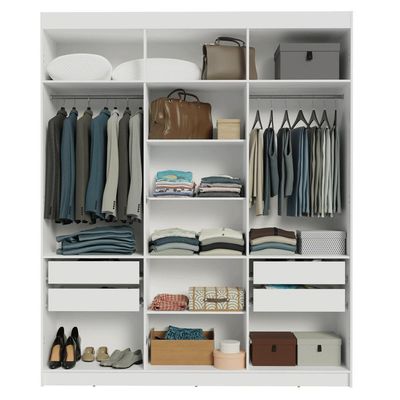 Guarda-roupa Casal Com Espelho Netuno Madesa Branco/preto.