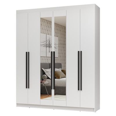 Guarda-roupa Casal Com Espelho Netuno Madesa Branco/preto.