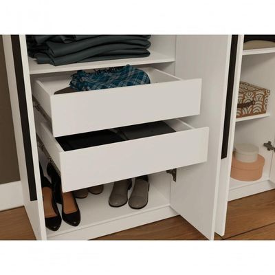 Guarda-roupa Casal Com Espelho Netuno Madesa Branco/preto.