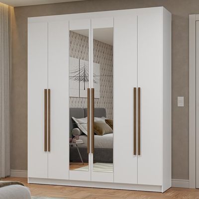 Guarda-roupa Casal 6 Portas Batentes Espelho Netuno Madesa