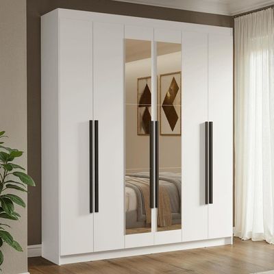 Guarda-roupa Casal 6 Portas Batentes Com Espelho Madesa