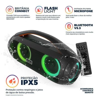 Speaker Extreme Britânia Flash Lights TWS 200W Bivolt