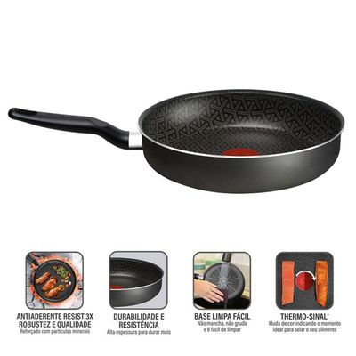 Frigideira Funda Rochedo Robusta 24cm Grafite Grafite